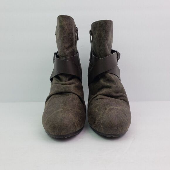 Aldo Womens Size 9 Gray Leather Fashion Hidden Wedge Zip Up Ankle Booties Shoes - Picture 5 of 12